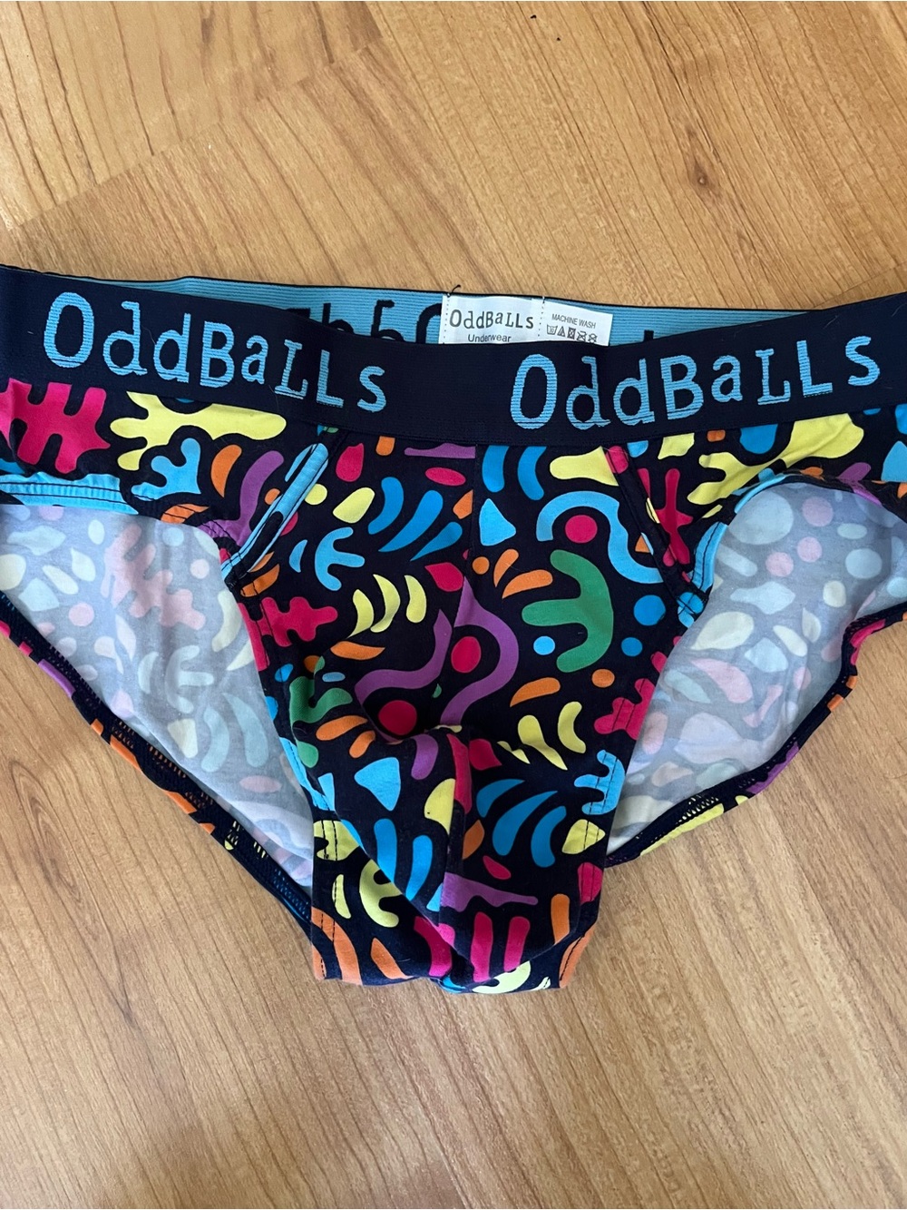 Men’s Oddballs Rainbow Patterned Briefs - Black Base